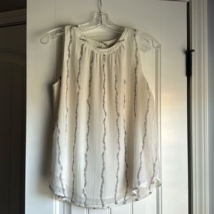 Loft Outlet Flowy Off White Blouse with Gold/Silver detail
